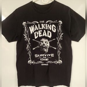 The Walking Dead Medium Black Graphic T-Shirt Mens Grunge Survive Or Die
